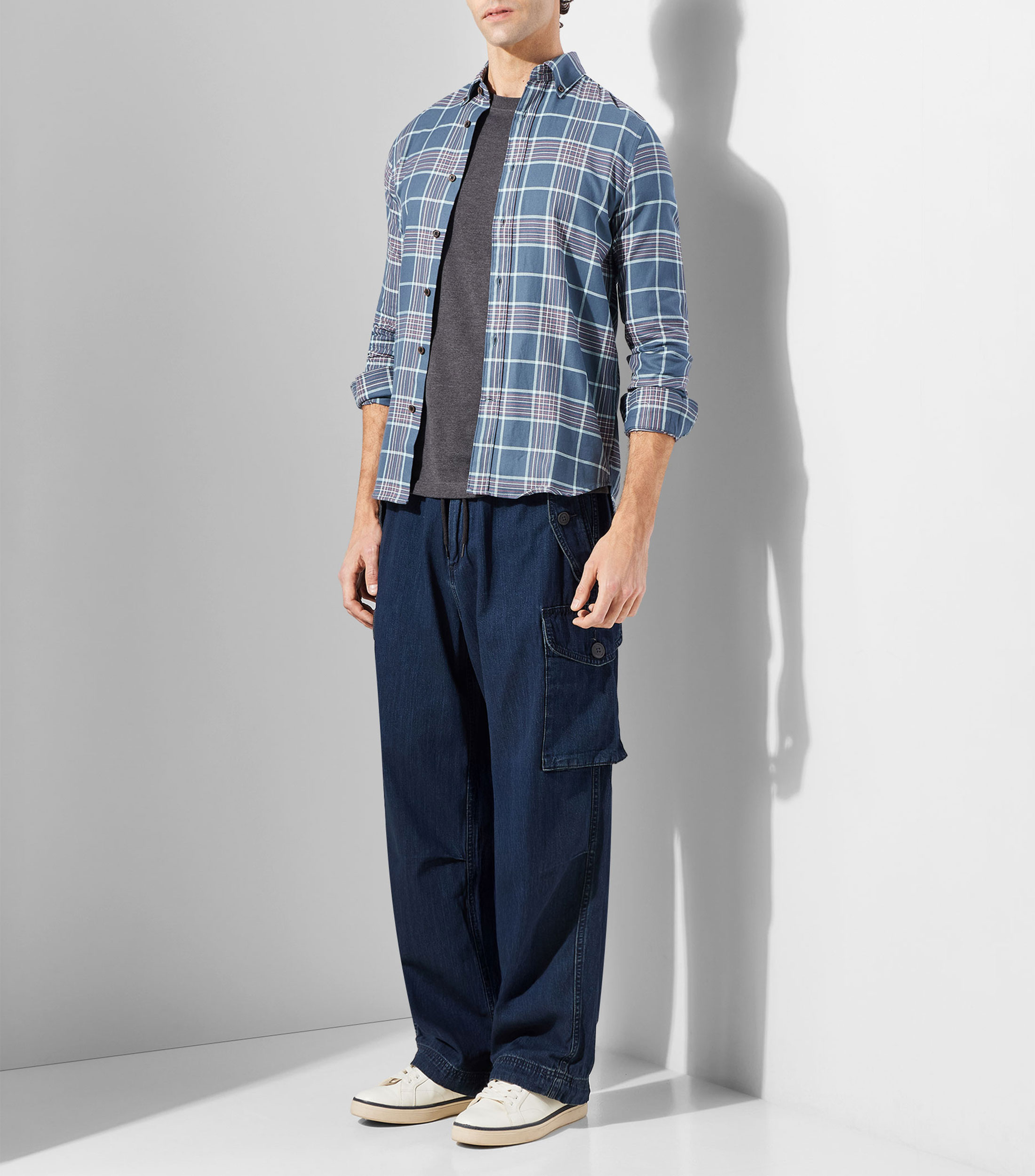 Camisa cuadros manga larga Hombre
